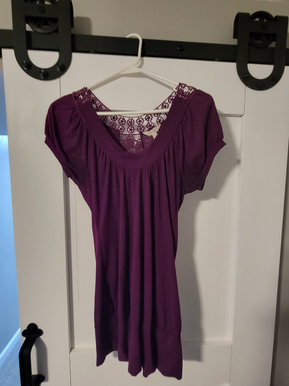 Energie Purple Crochet-Back Scoop Neck Tunic